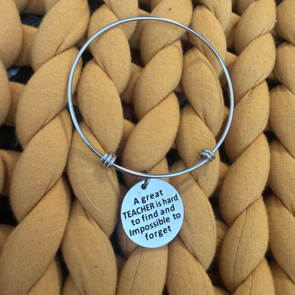 Silver teacher Inspirational Bangle Bracelet